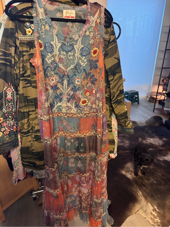 Johnny Was Dresses & Skirts - Johnny Was Multicolor Embroidered Sheer Layered Dress